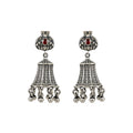 Oxidized Silver Bell Jhumka Stud Earrings against plain white background