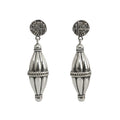 Oxidized Silver Dholki Drops Stud Earrings against plain white background