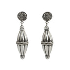 Oxidized Silver Dholki Drops Stud Earrings against plain white background