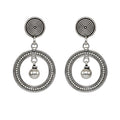 Oxidized Silver Spiral Orbit Stud Earrings against plain white background