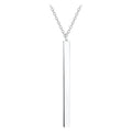 Silver necklace with a vertical bar pendant on a white background