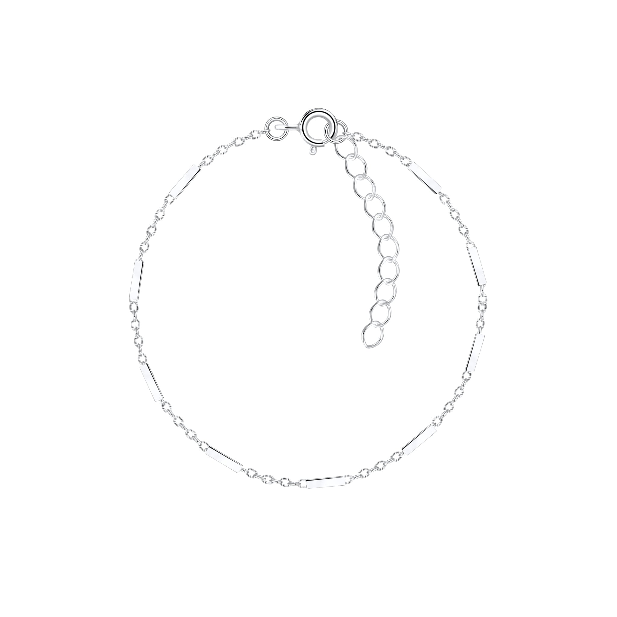 Silver cable bar bracelet on a white background
