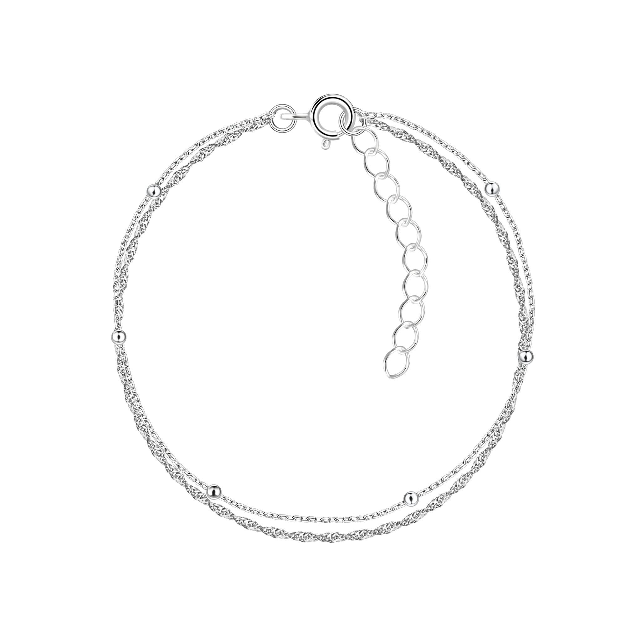 Double Silver chain bracelet on a white background
