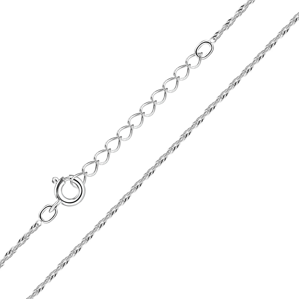 Silver Singapore chain necklace on a white background