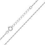 Silver Singapore chain necklace on a white background
